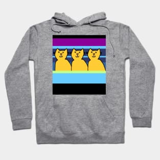 Three Cats on Stripes Hoodie